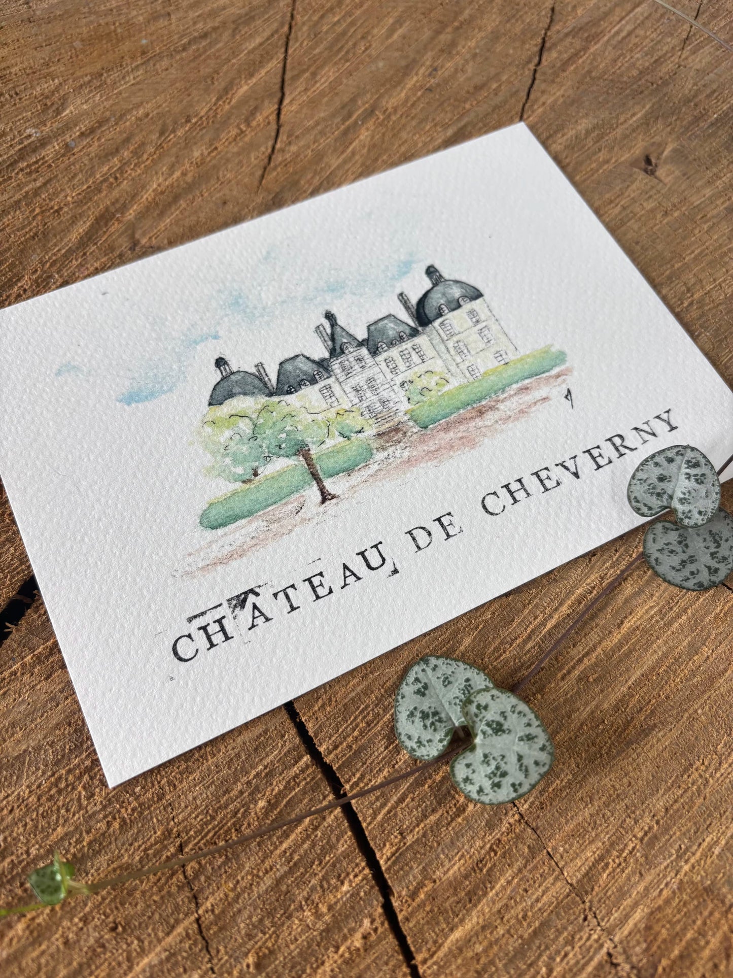 Château de Cheverny - Loir-et-Cher - Carte aquarelle - 10,5x14,8cm