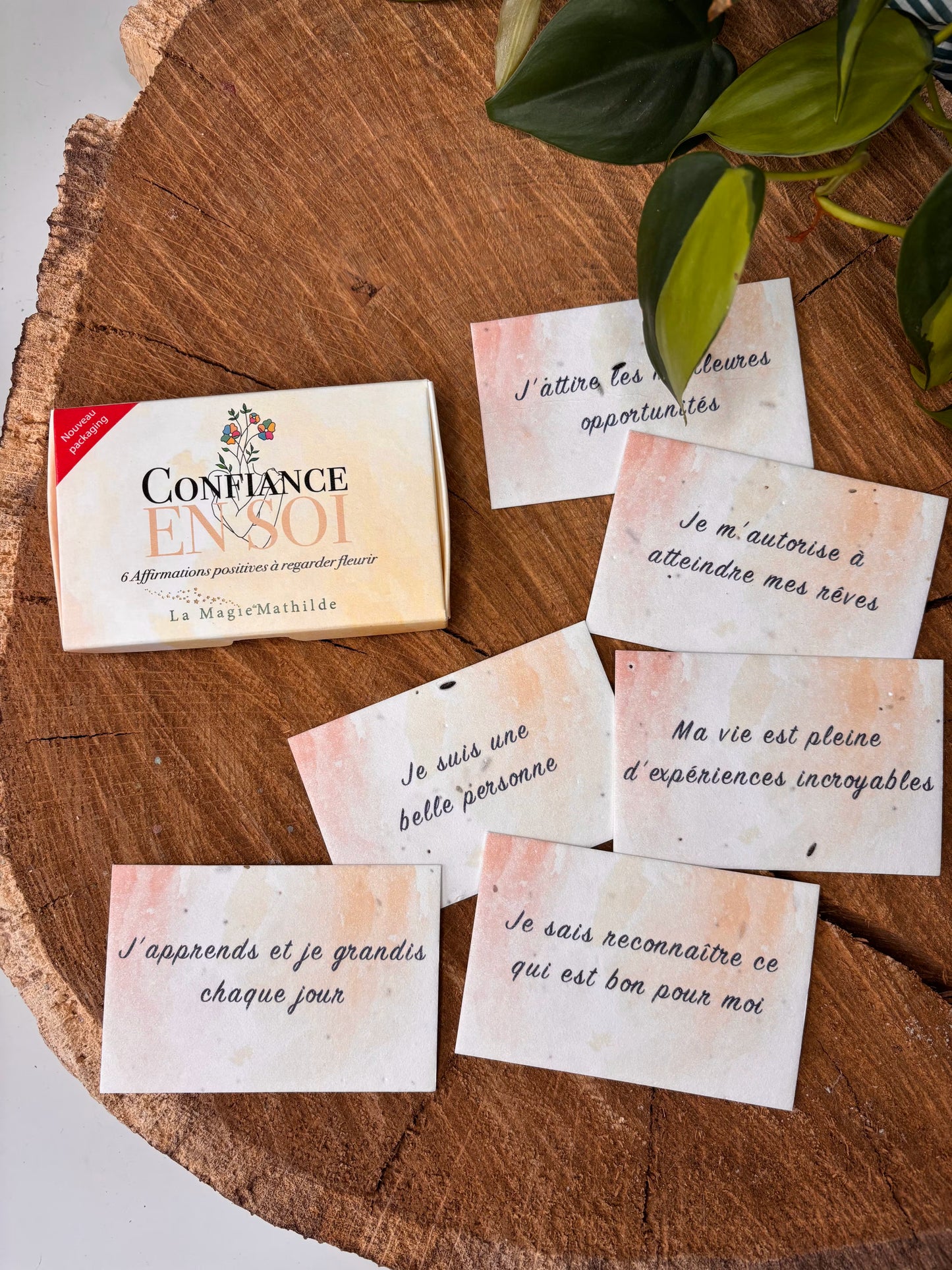 Confiance en soi - Affirmations positives à regarder fleurir - 5,5 x 8,5cm