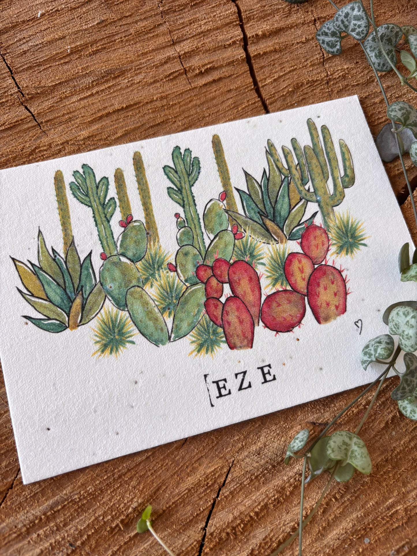 Èze - Alpes-Maritimes - Carte aquarelle - 10,5x14,8cm