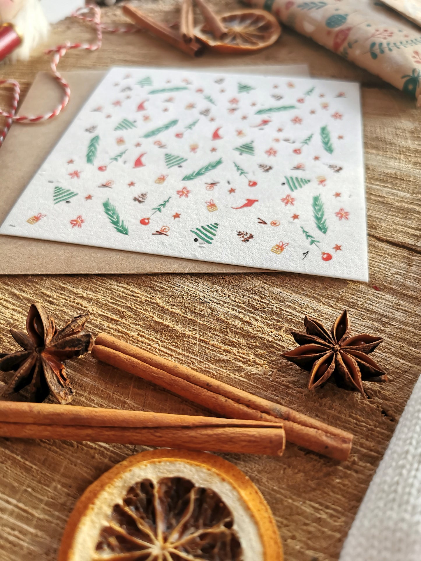 Motifs de Noël - Carte ensemencée (graines expirées)