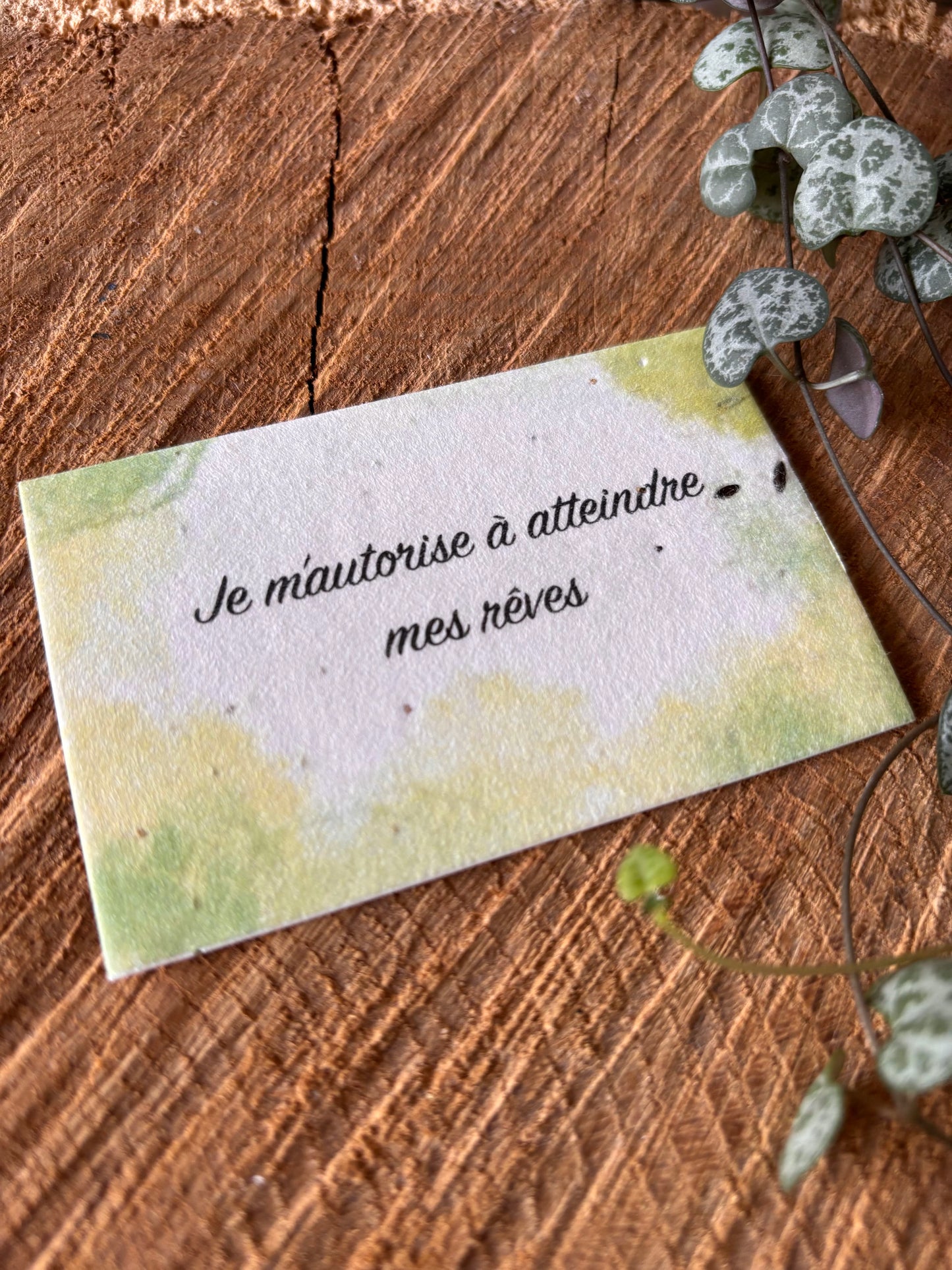 Je m'autorise à atteindre mes rêves - 5,5x8,5cm - Carte ensemencée