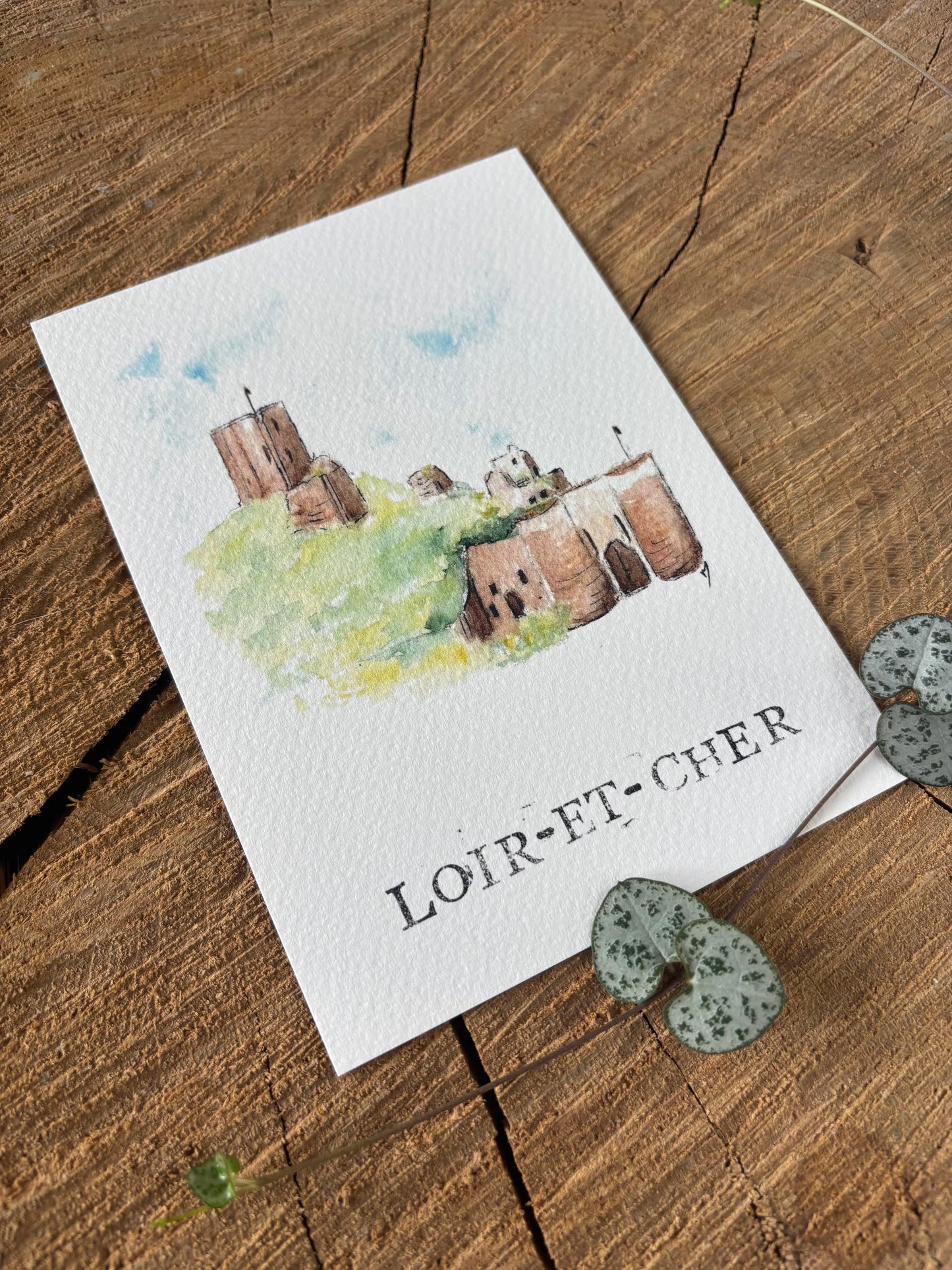 Lavardin - Loir-et-Cher - Carte aquarelle - 10,5x14,8cm