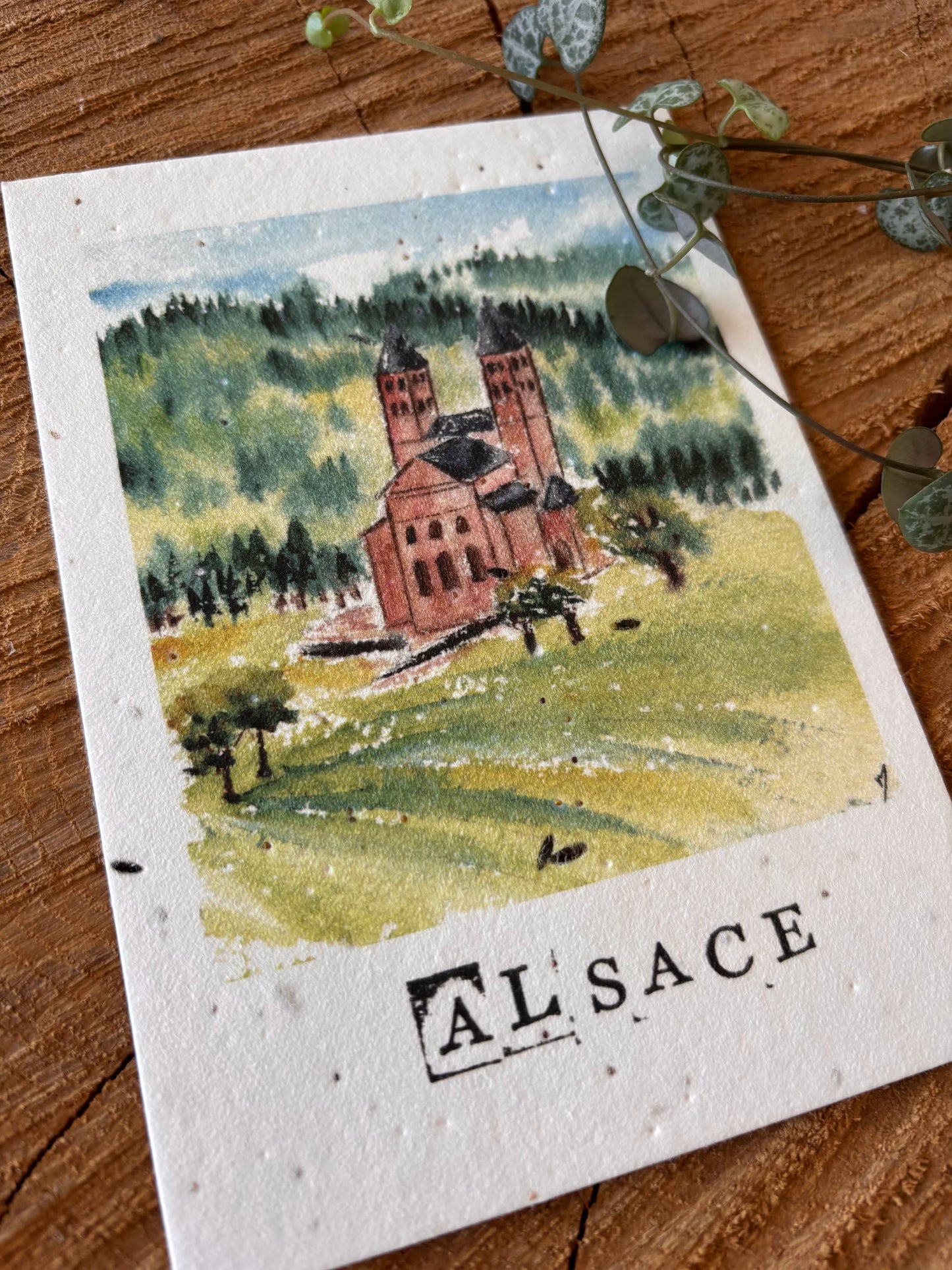 Abbaye de Murbach - Alsace - Carte aquarelle - 10,5x14,8cm