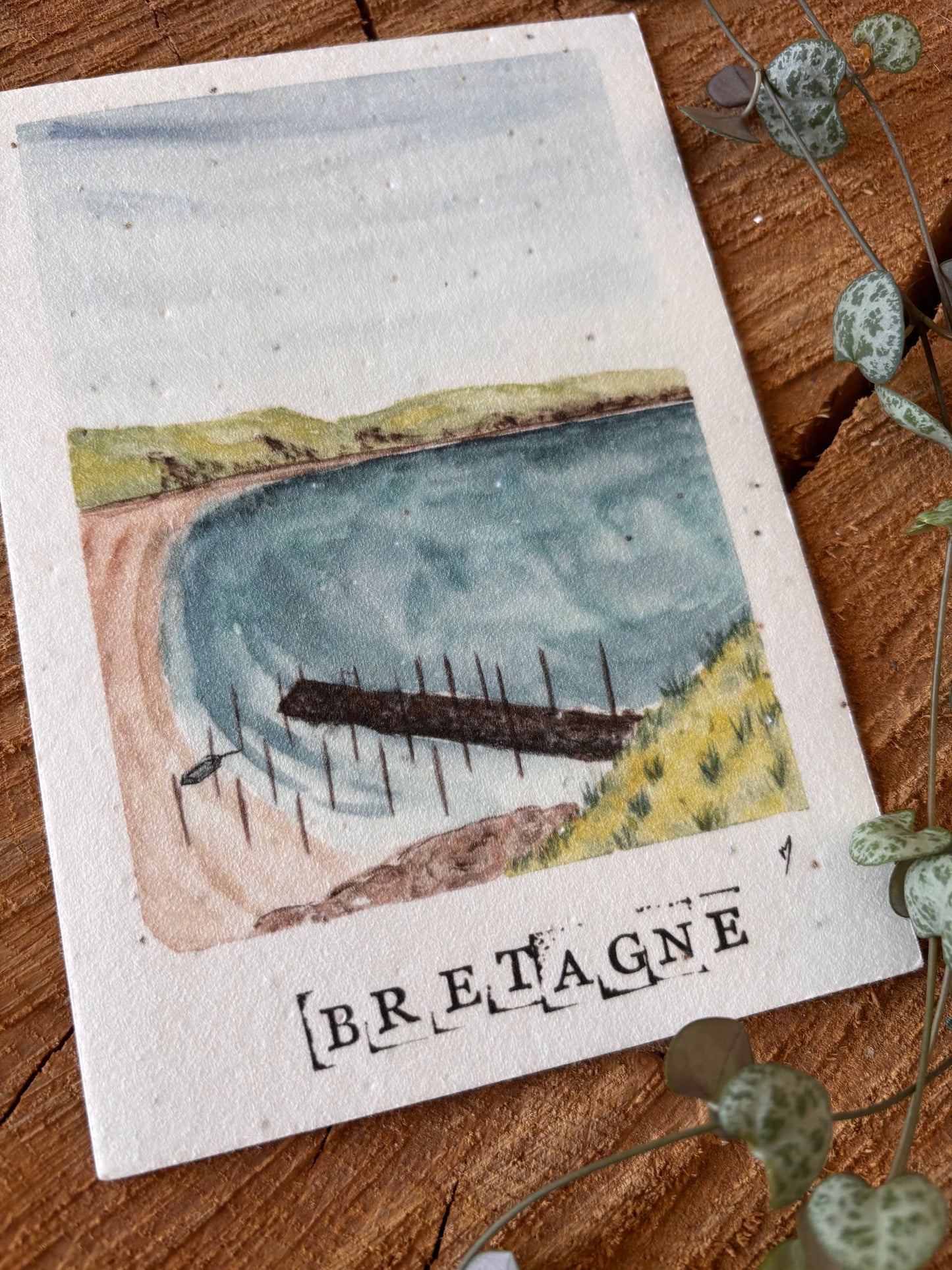 Port Gwin Zegal - Côtes d'Armor - Carte aquarelle - 10,5x14,8cm