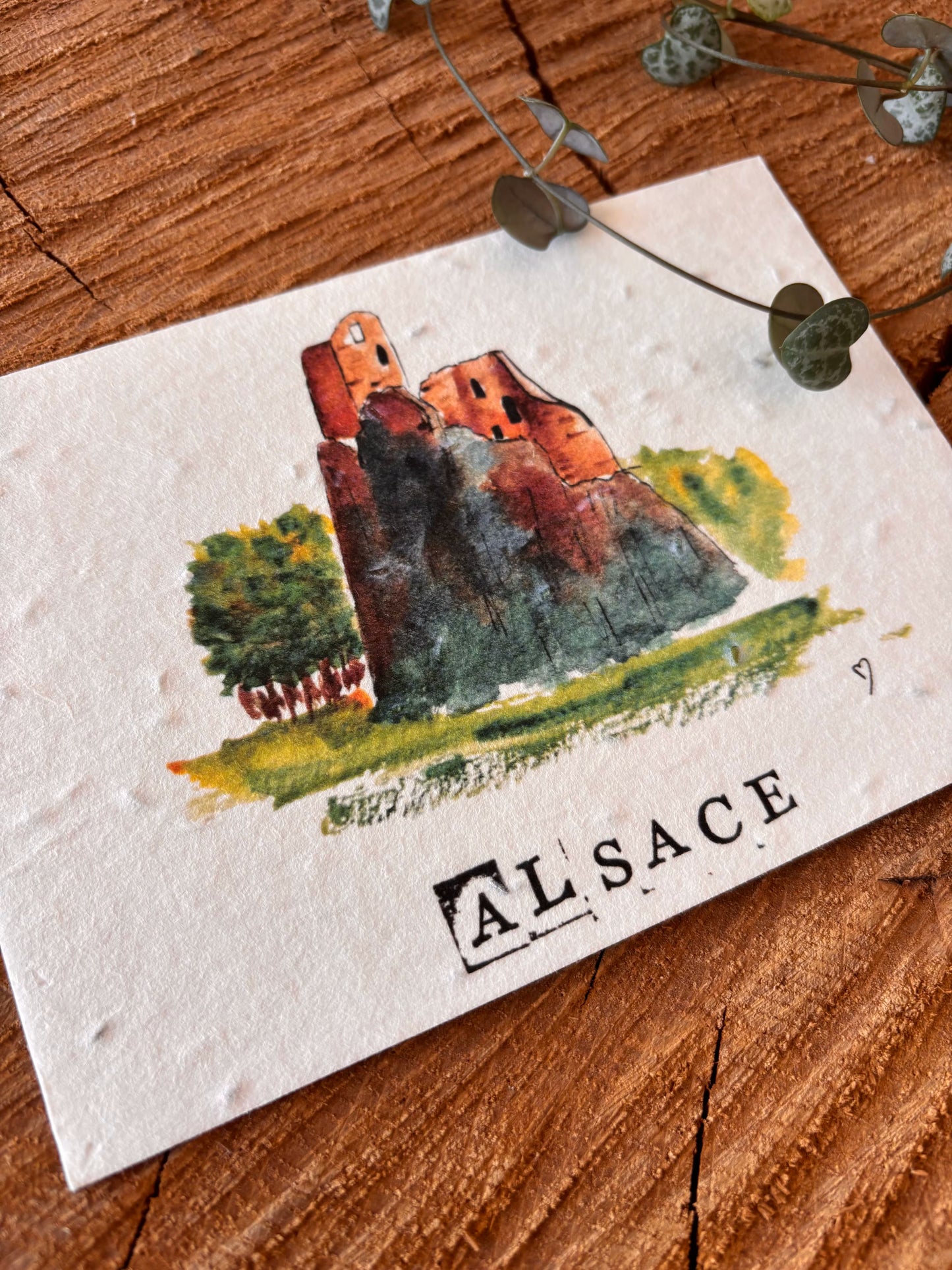 Château du Girsberg - Haut-Rhin - Carte aquarelle - 10,5x14,8cm