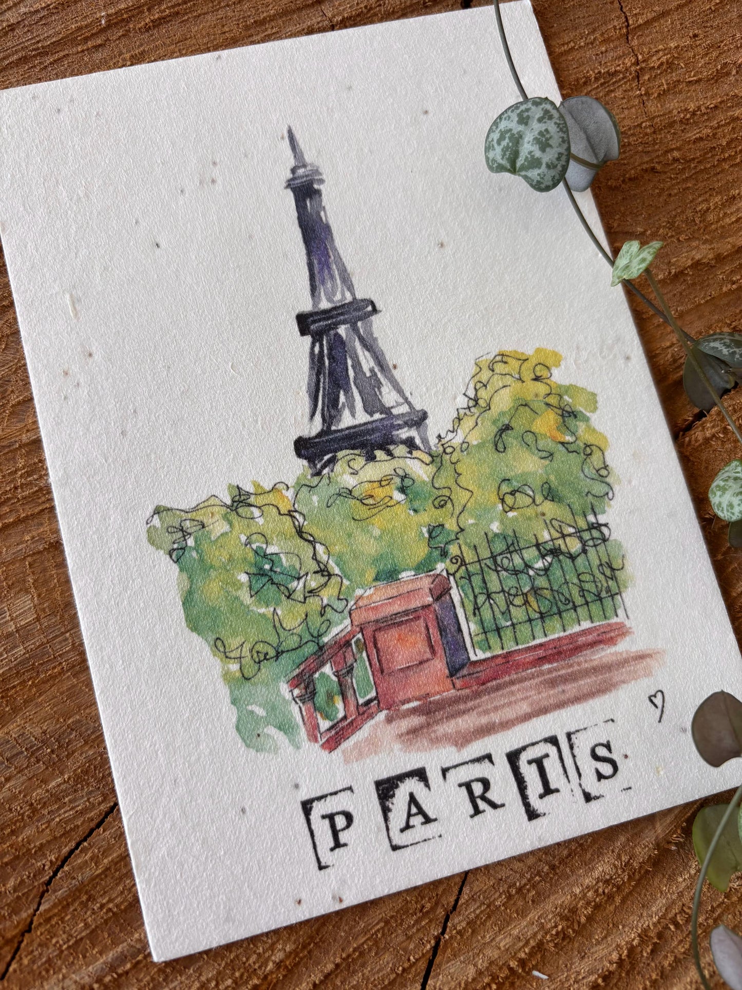 Tour Eiffel - Paris - Carte aquarelle - 10,5x14,8cm