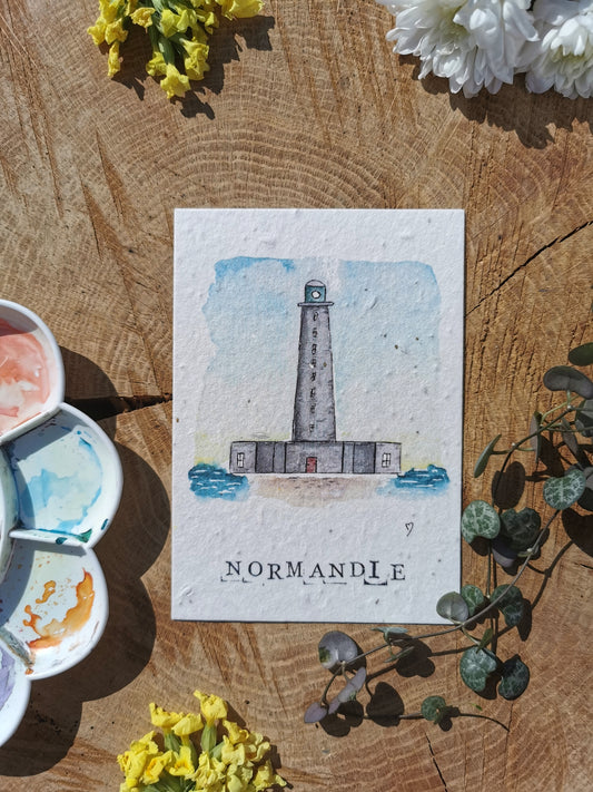 Carte ensemencée avec coordonnées GPS - Phare de Gatteville - Manche