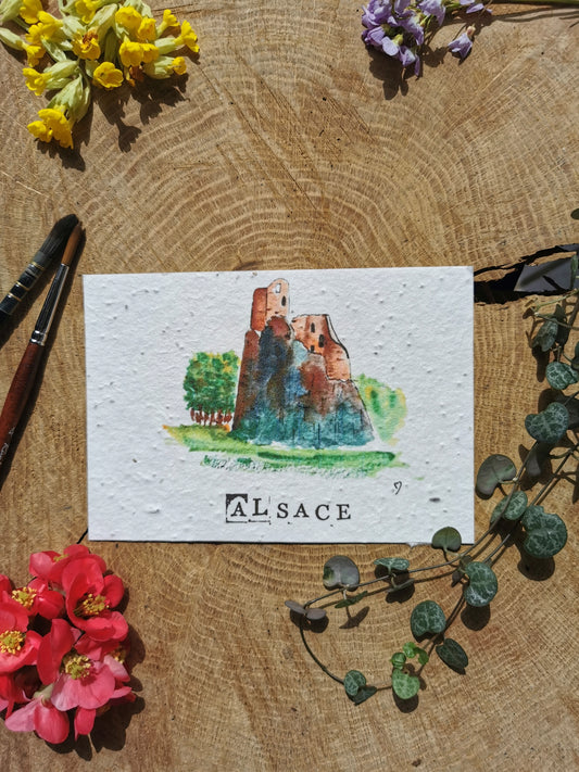 Carte ensemencée avec coordonnées GPS - Château du Girsberg - Alsace - Haut-Rhin