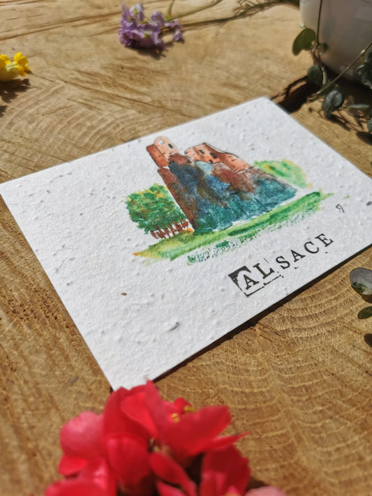 Carte ensemencée avec coordonnées GPS - Château du Girsberg - Alsace - Haut-Rhin