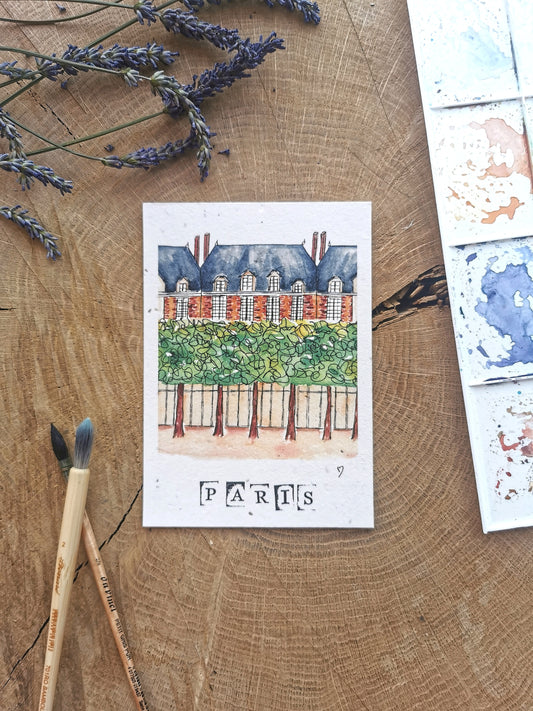 Carte ensemencée avec coordonnées GPS - Place des Vosges - Paris