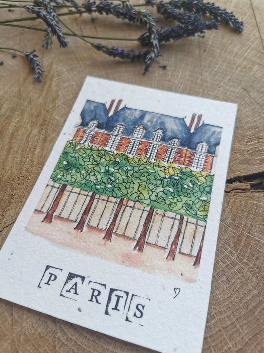 Carte ensemencée avec coordonnées GPS - Place des Vosges - Paris