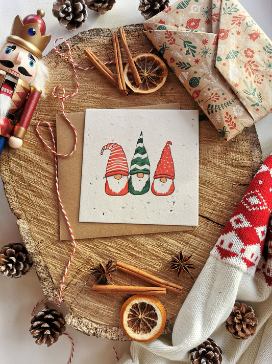 Lutins de Noël - Carte ensemencée (graines expirées)