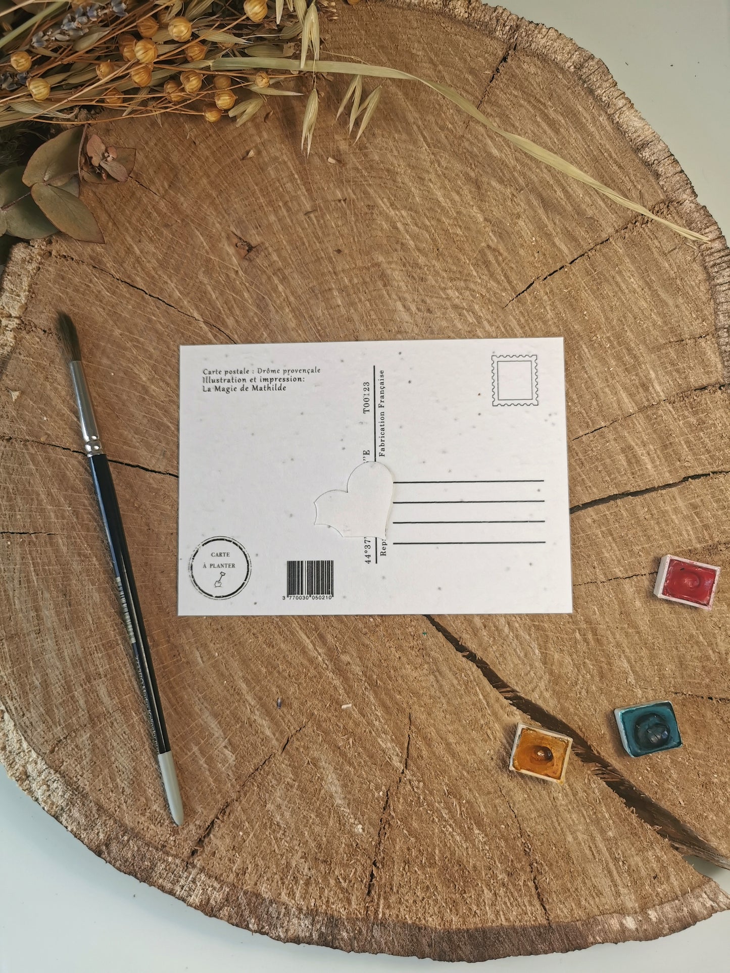 Carte ensemencée avec coordonnées GPS - Champs de lavande - Drôme