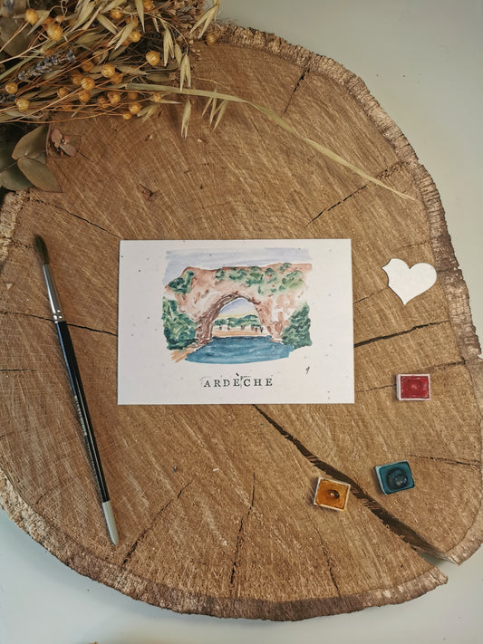 Carte ensemencée avec coordonnées GPS - Pont d'arc - Ardèche