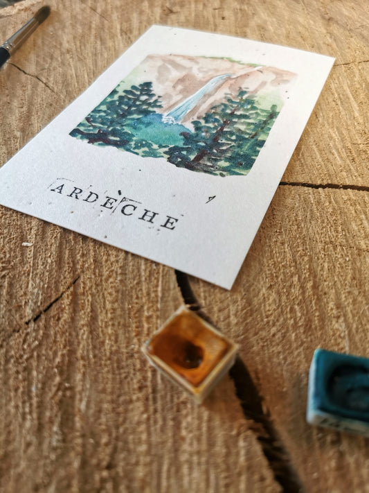 Carte ensemencée avec coordonnées GPS - Cascade Ray-Pic - Ardèche