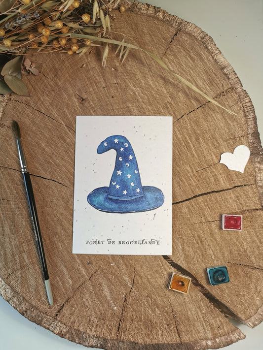 Carte postale avec coordonnées GPS - Forêt de Brocéliande - Bretagne