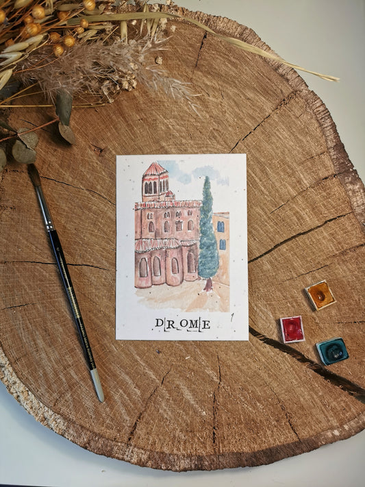 Carte ensemencée avec coordonnées GPS - Cathédrale St-Apollinaire - Drôme