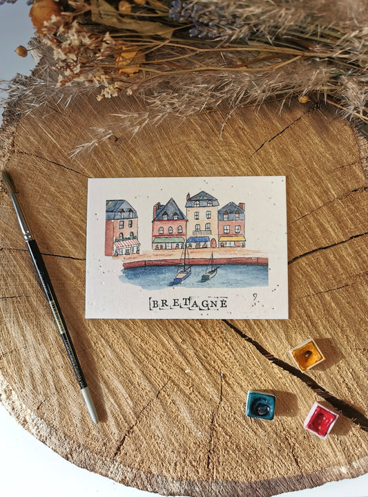 Carte postale avec coordonnées GPS - Port Saint-Goustan - Morbihan