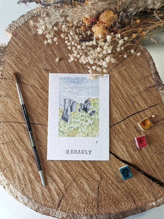 Carte ensemencée avec coordonnées GPS - Cirque de Mourèze - Hérault