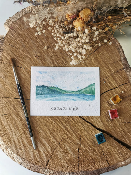 Carte ensemencée avec coordonnées GPS - Lac de Gérardmer - Vosges