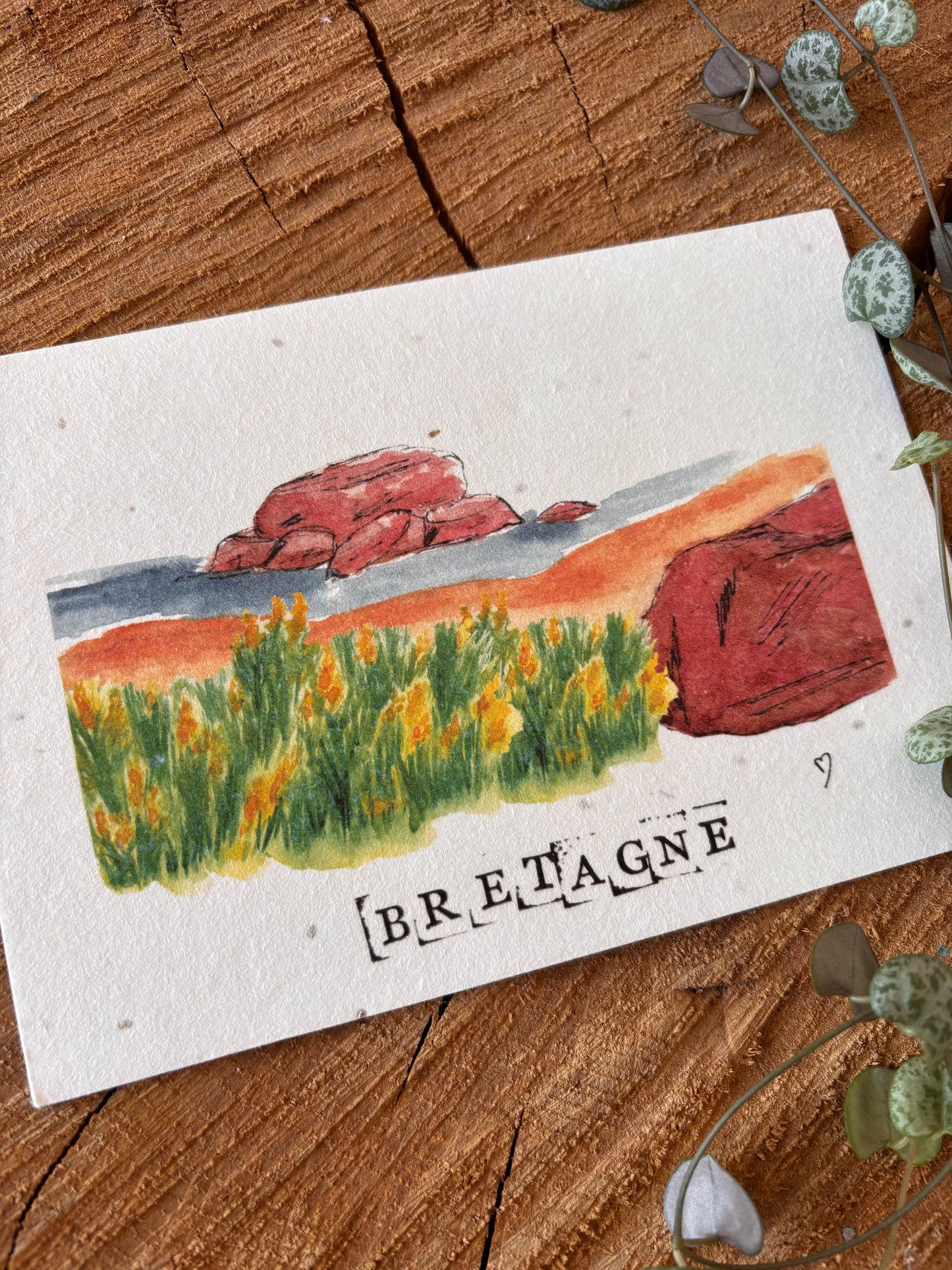 Île Renote - Côtes-d'Armor - Carte aquarelle - 10,5x14,8cm