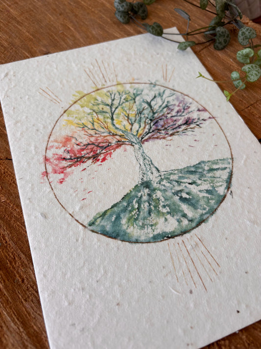 Arbre de vie - Carte aquarelle - Illustration vibratoire - 14,8x21cm