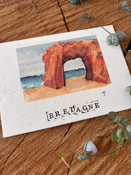 Roche percée - Morbihan - Carte aquarelle - 10,5x14,8cm
