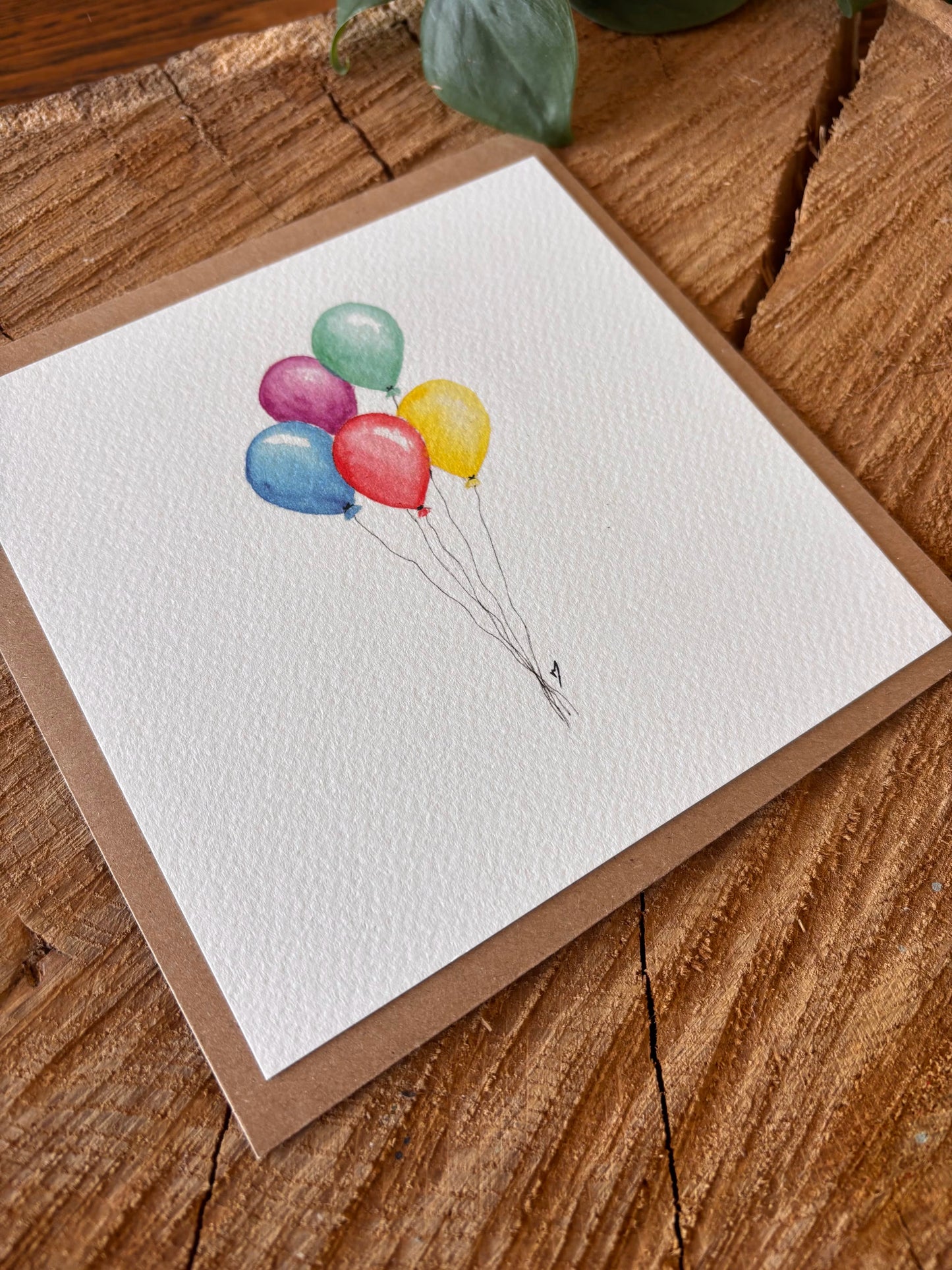 Ballons - Carte aquarelle - 14x14cm