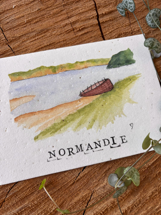 Portbail - Manche - Carte aquarelle - 10,5x14,8cm