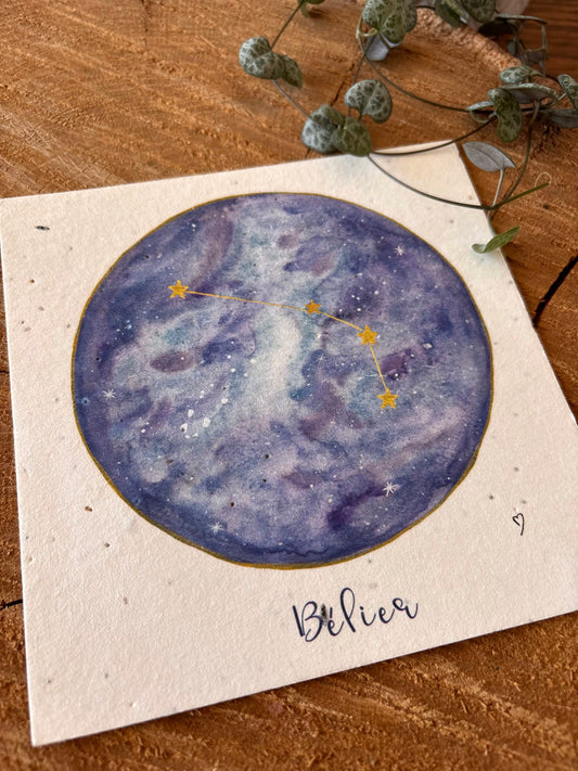 Constellation Bélier - Carte aquarelle - 14x14cm