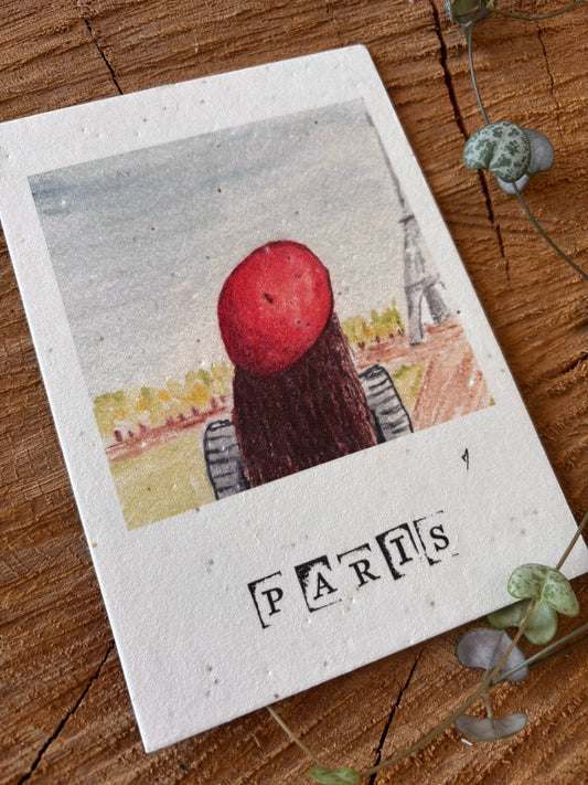 Béret - Paris - Carte aquarelle - 10,5x14,8cm