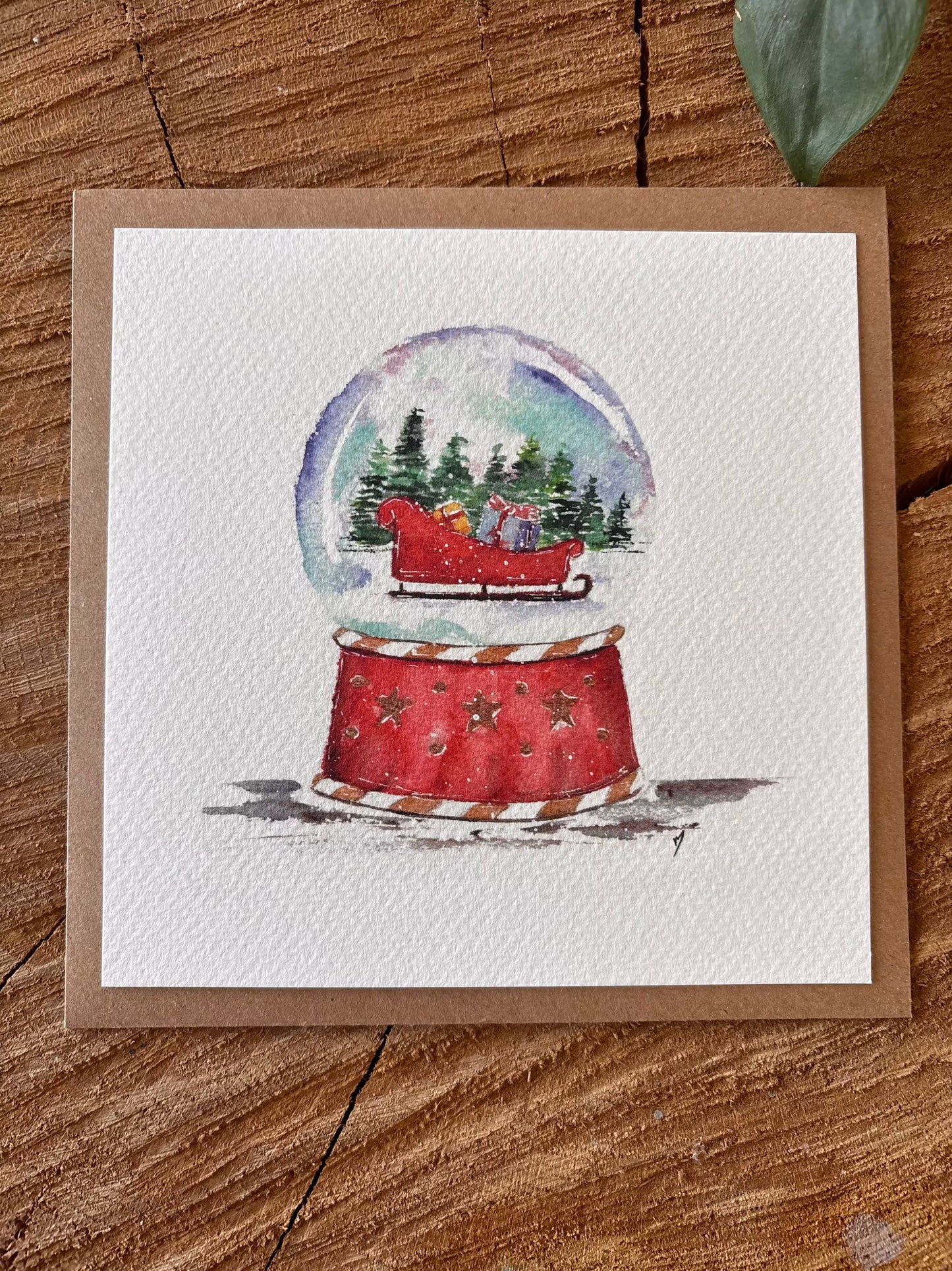 Boule à neige - Carte aquarelle - 14x14cm