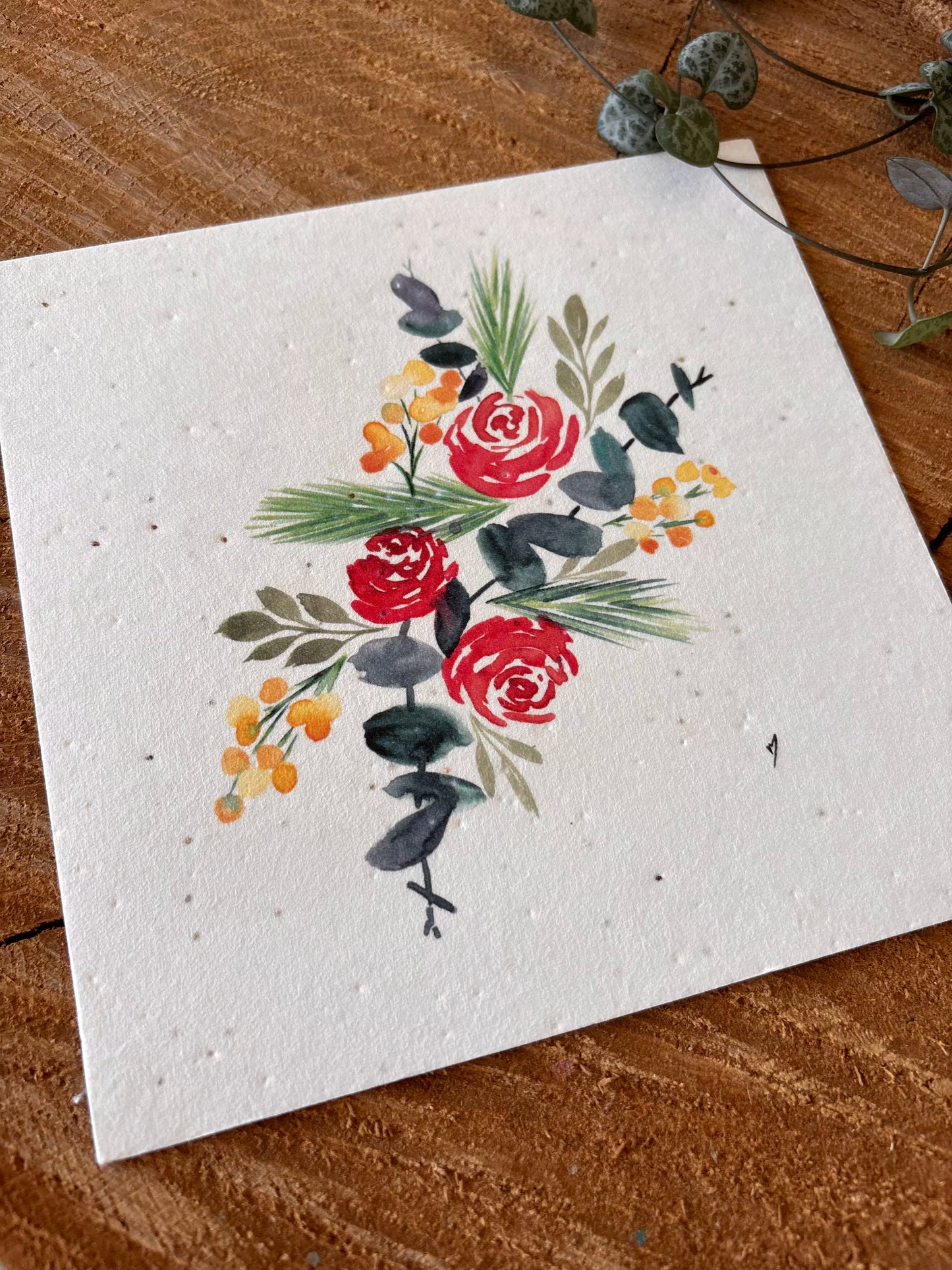 Bouquet de rose - Carte aquarelle - 14x14cm