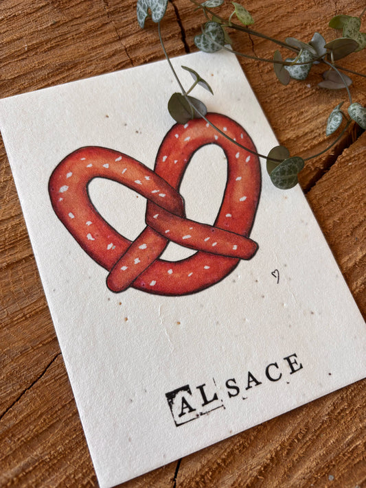 Bretzel - Alsace - Carte aquarelle - 10,5x14,8cm