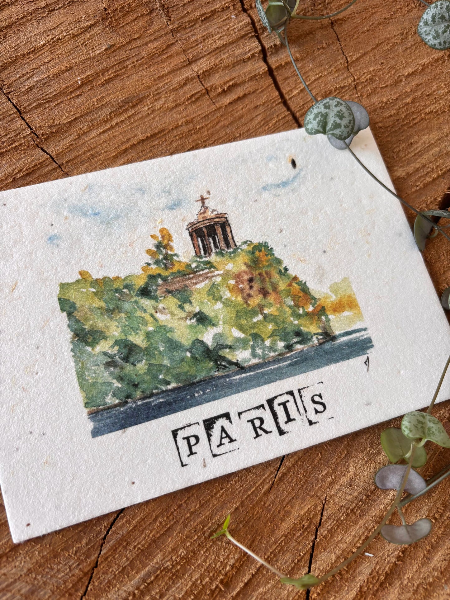 Butte de Chaumont - Paris - Carte aquarelle - 10,5x14,8cm