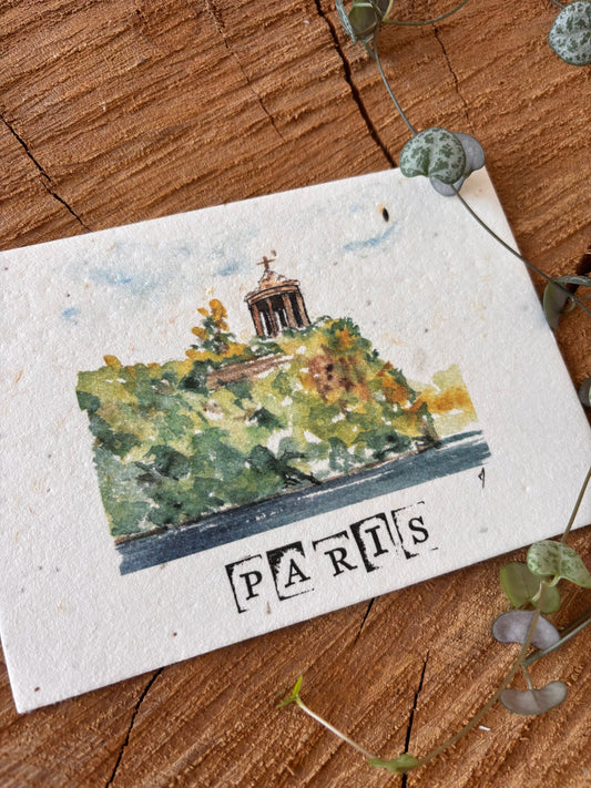 Butte de Chaumont - Paris - Carte aquarelle - 10,5x14,8cm