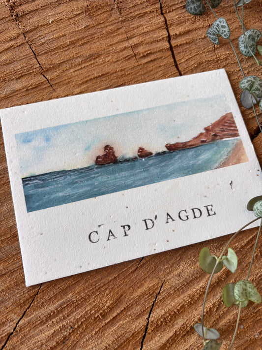 Cap d'Agde - Hérault - Carte aquarelle - 10,5x14,8cm