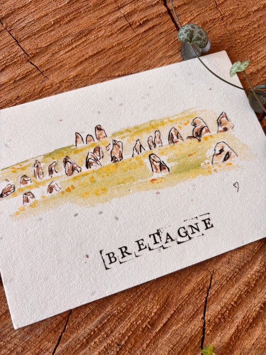 Menhirs Carnac - Morbihan - Carte aquarelle - 10,5x14,8cm