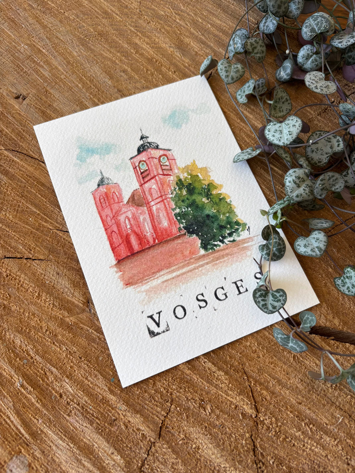Cathédrale - Vosges - Carte aquarelle - 10,5x14,8cm