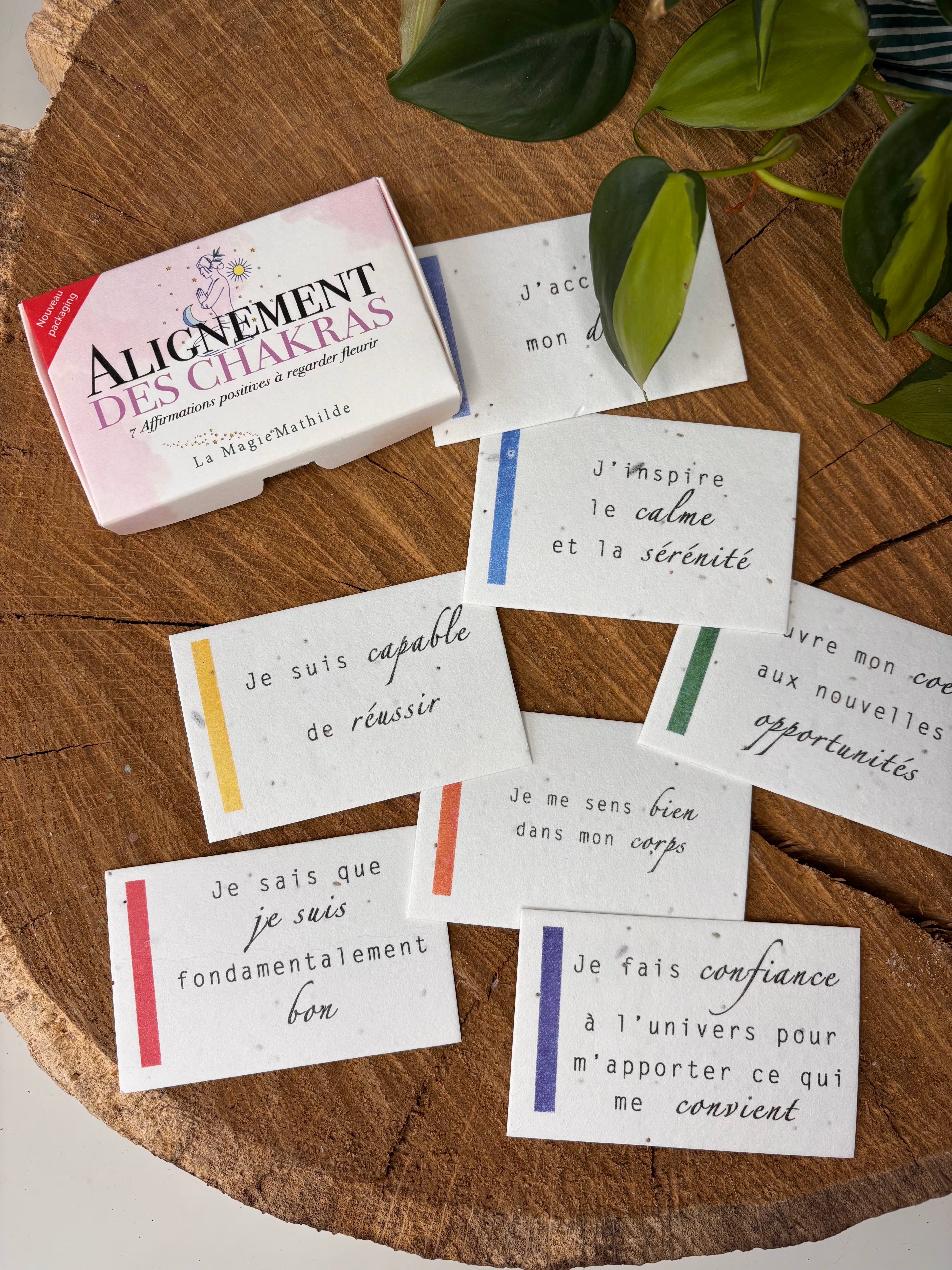 Alignement des CHAKRAS - Affirmations positives à regarder fleurir - 5,5 x 8,5cm