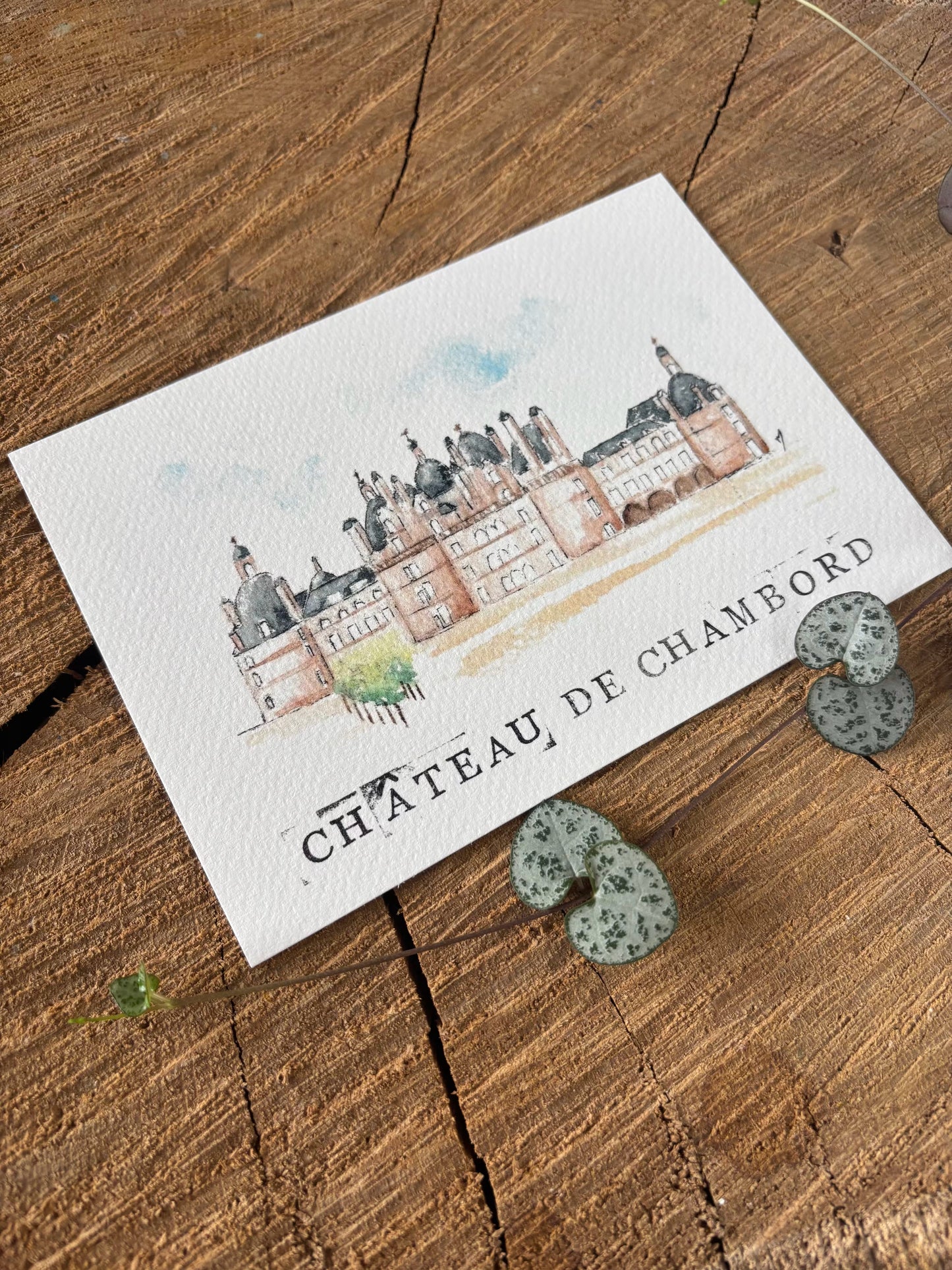 Château de Chambord - Loir-et-Cher - Carte aquarelle - 10,5x14,8cm