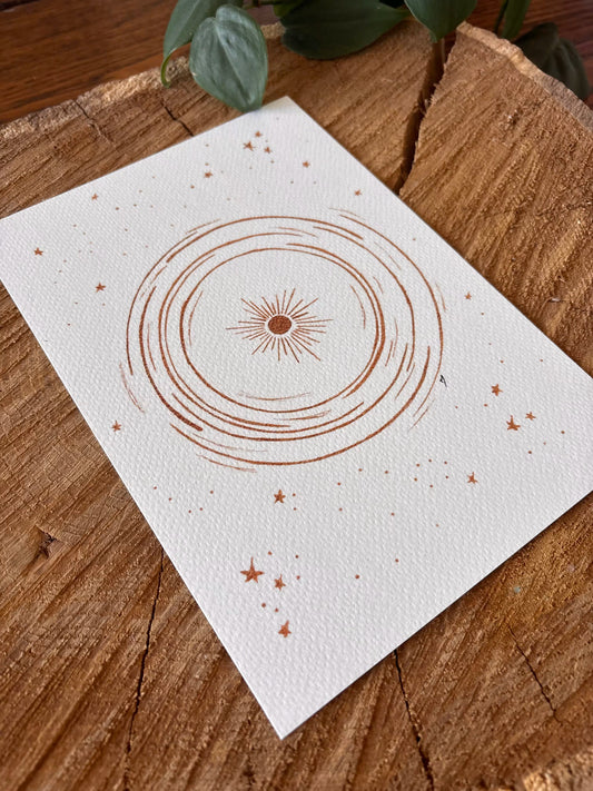 Le changement - Carte aquarelle - Illustration vibratoire - 21x14,8cm