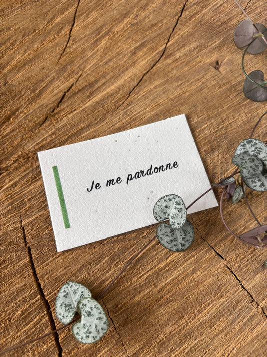 Je me pardonne - 5,5x8,5cm - Chakra Coeur - Carte ensemencée