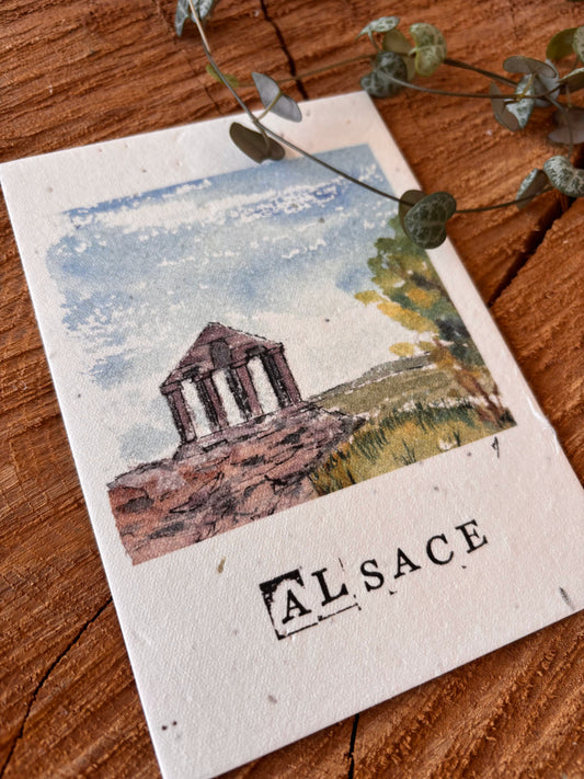 Temple du Donon - Bas-Rhin - Carte aquarelle - 10,5x14,8cm