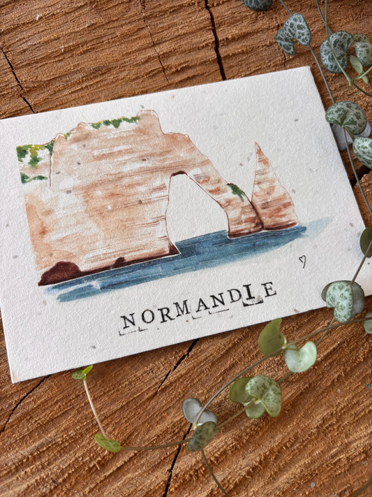 Etretat - Seine-Maritime - Carte aquarelle - 10,5x14,8cm