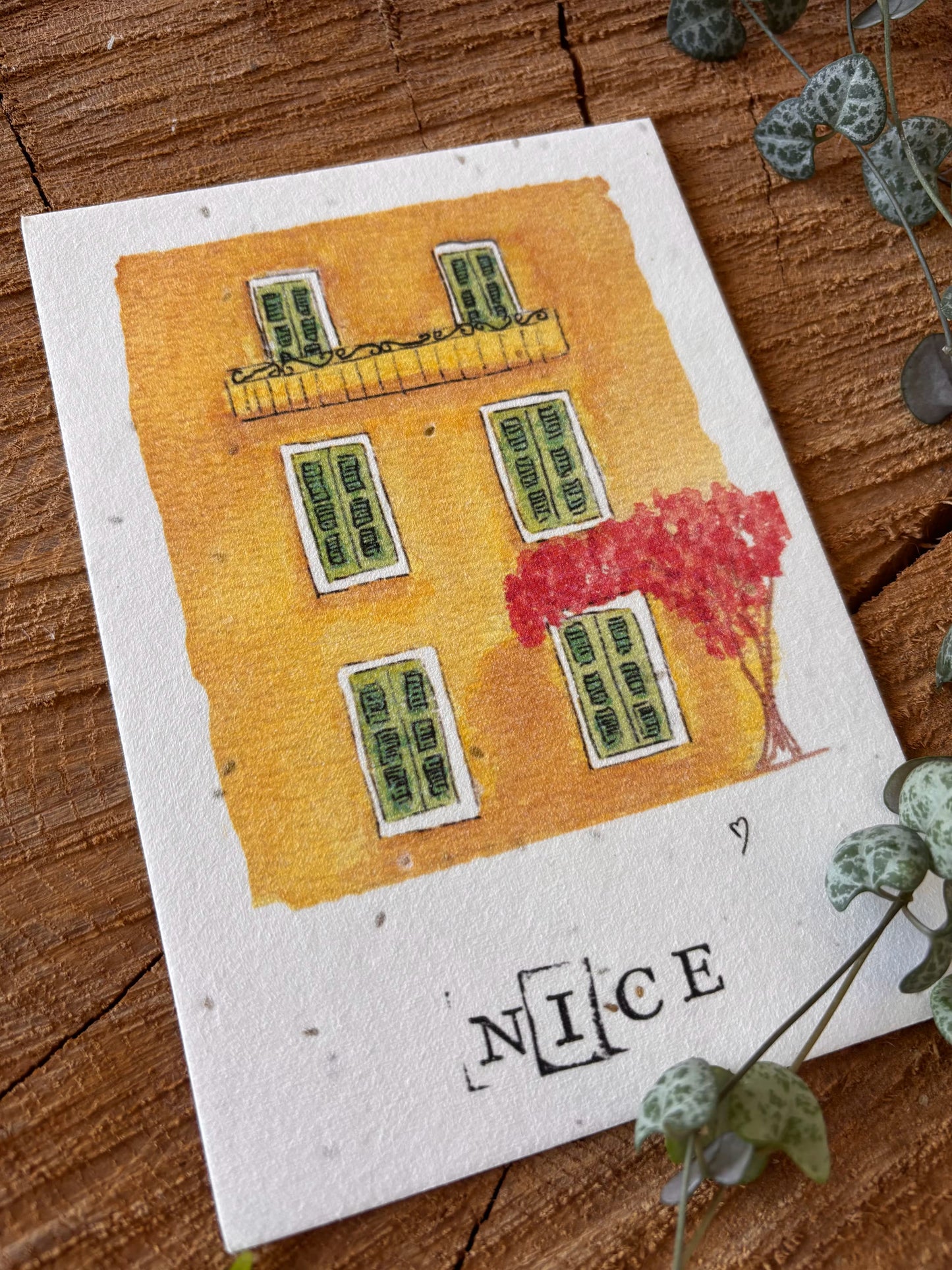 Façade Niçoise - Alpes-Maritimes - Carte aquarelle - 10,5x14,8cm
