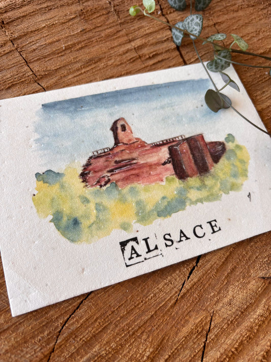 Château Fort de Fleckenstein - Bas-Rhin - Carte aquarelle - 10,5x14,8cm