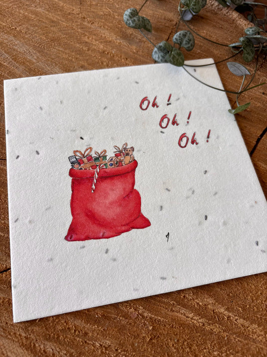 Hotte de Noël - Carte aquarelle - 14x14cm