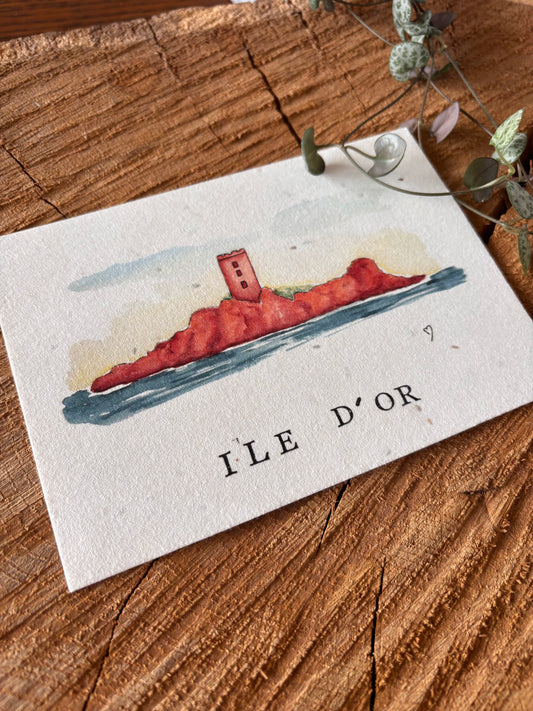 Ile d'Or - Var - Carte aquarelle - 10,5x14,8cm