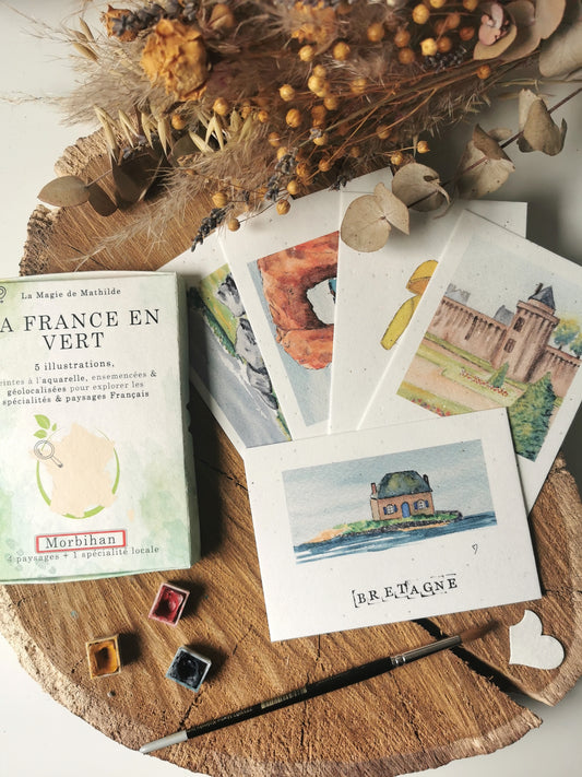 Coffret de 5 aquarelles - La Bretagne en Vert - Morbihan